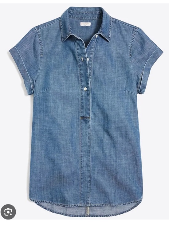J. Crew Tops - J. Crew Chambray Short-Sleeve Button Front Top - Light Blue